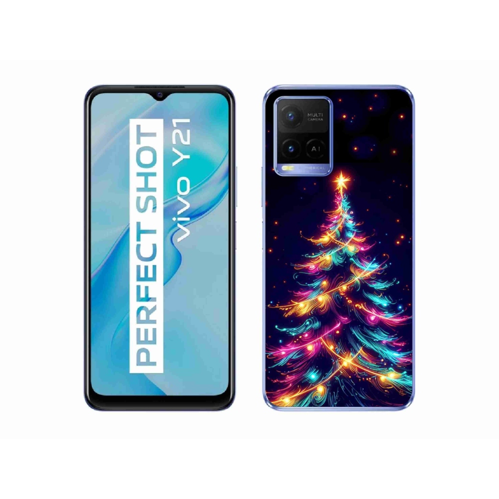 Gél borítás mmCase a Vivo Y21/Y21s/Y33s készülékhez - neon karácsonyfa