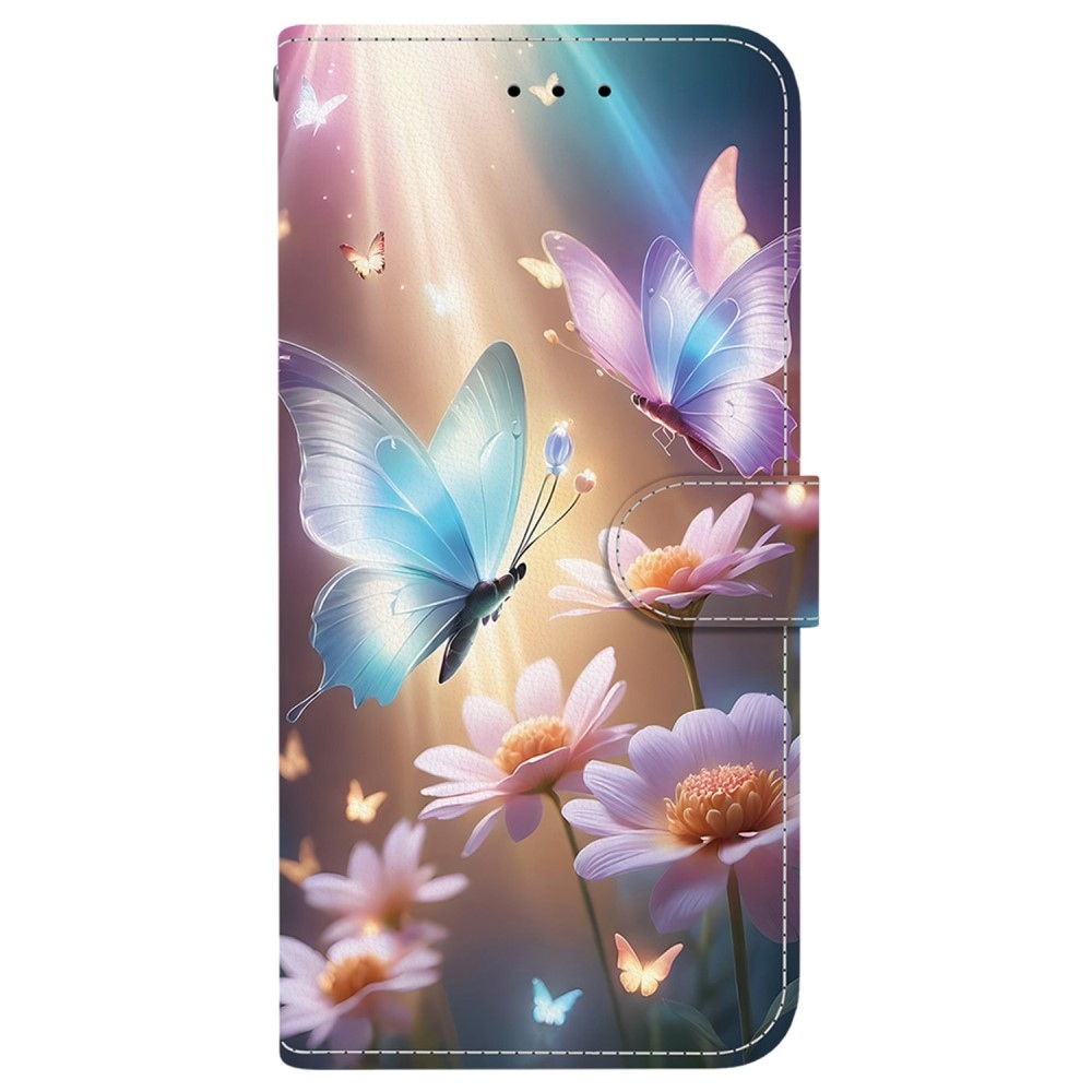 Sokoldalú könyvtáska Samsung Galaxy A36 5G/A56 5G - pillangók és százszorszépek - Samsung Galaxy A36 5G/A56 5G számára