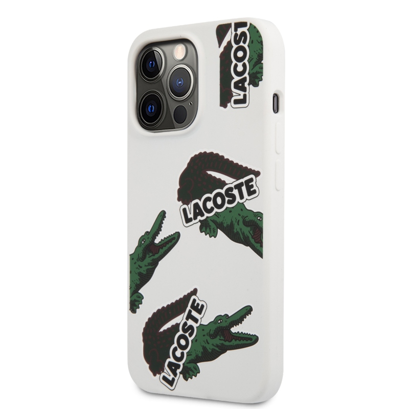Lacoste Liquid szilikon Allover mintás borító iPhone 13 Pro Max fehér színű készülékhez