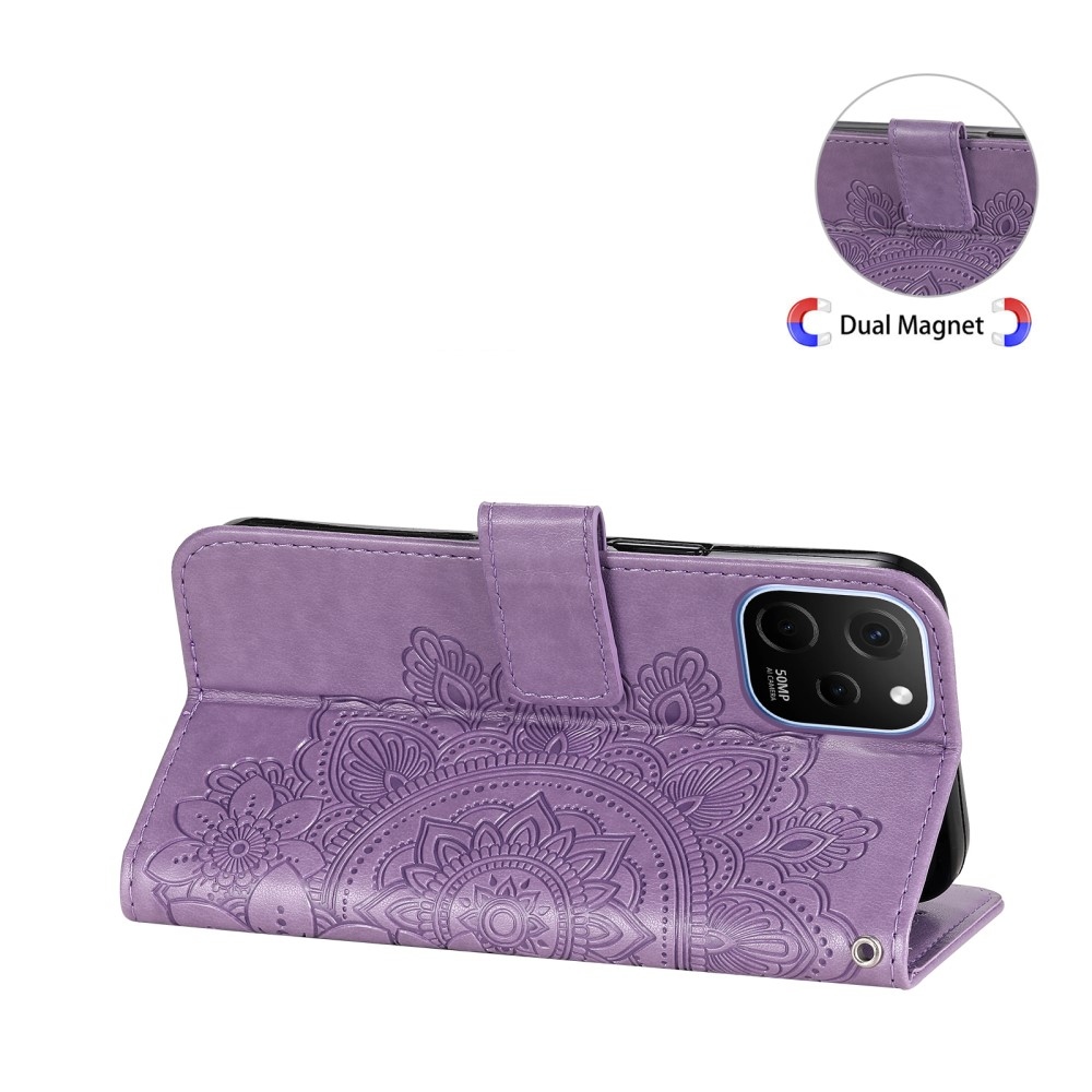 Mandala könyvtáska Huawei Nova Y61-hez - lila