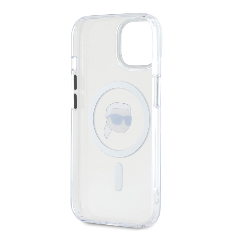Karl Lagerfeld IML Karl Head fémkeret MagSafe hátlapi borító iPhone 15-hez Átlátszó