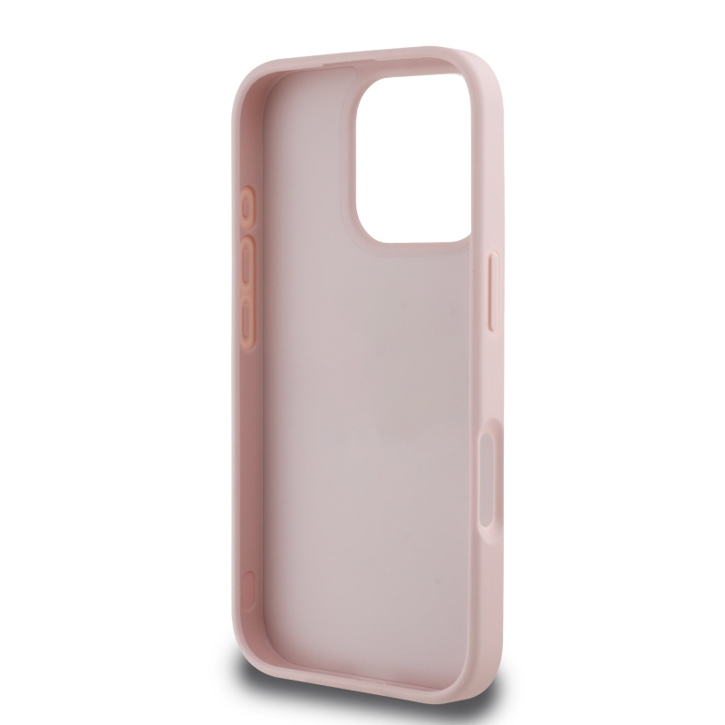 Guess PU szemcsés rózsák 4G fém logó hátlap iPhone 16 Pro rózsaszínhez