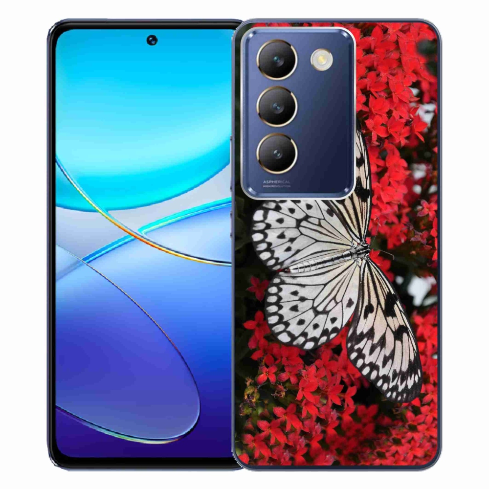 Gél borítás mmCase a Vivo V40 SE 4G/5G - fekete és fehér pillangó 1
