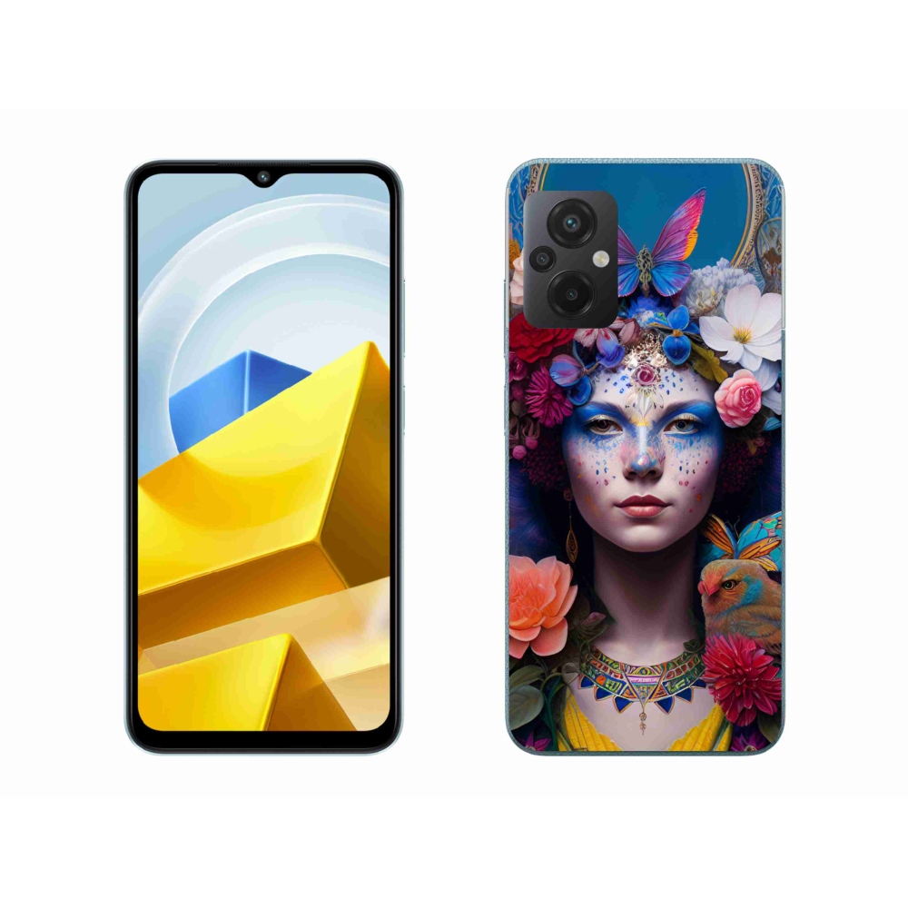 Gél borító mmCase a Xiaomi Poco M5 4G-hez - nő virágokkal