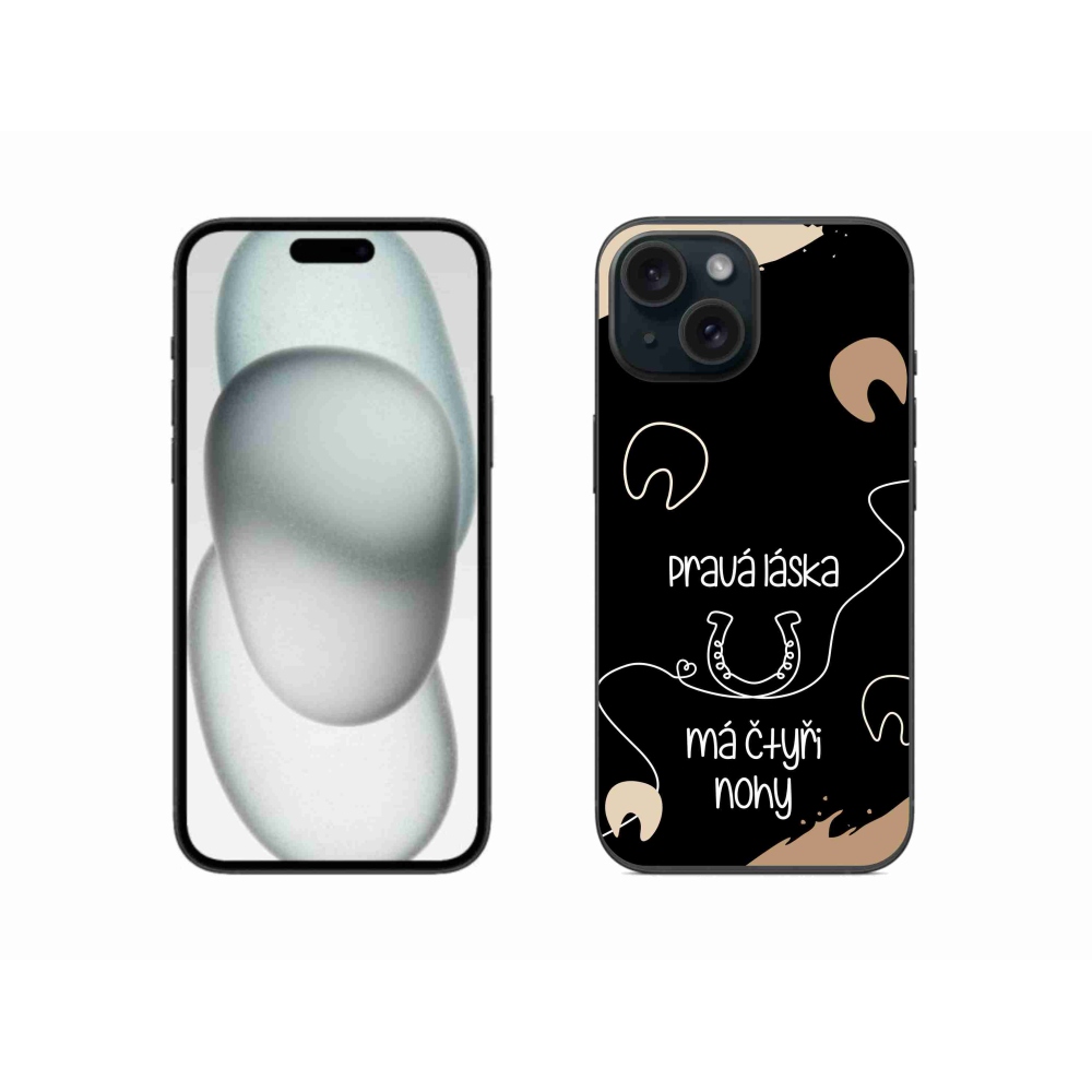 Gél borítás mmCase iPhone 15 készülékhez - ló motívum fekete háttér