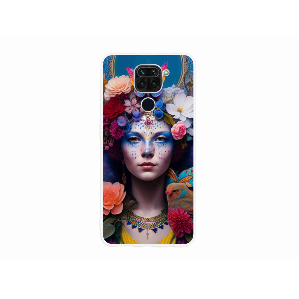 Gél borító mmCase a Xiaomi Redmi Note 9-hez - nő virágokkal