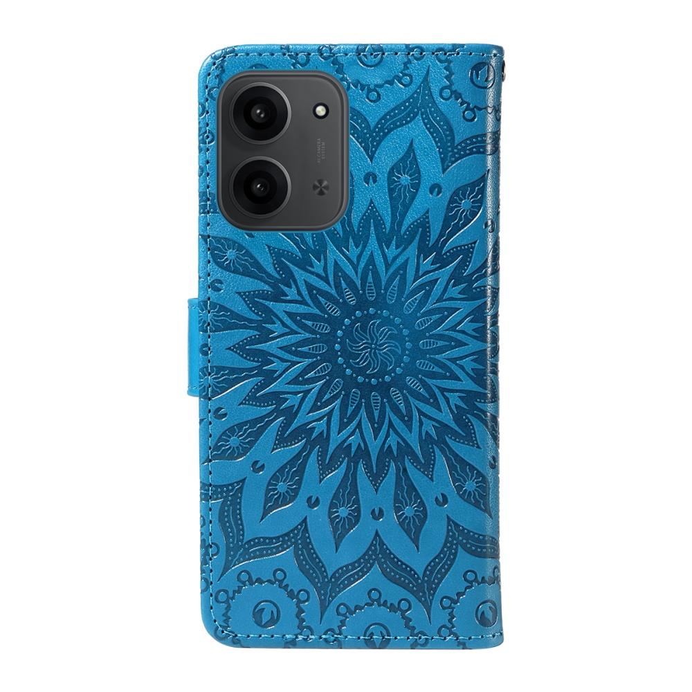 Napraforgó könyv tok Xiaomi Redmi 15C 4G/5G (173mm) - kék