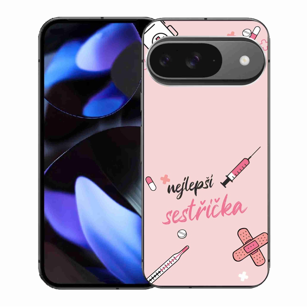 Gél borító mmCase a Google Pixel 9/9 Pro - legjobb kishúg rózsaszín háttérrel