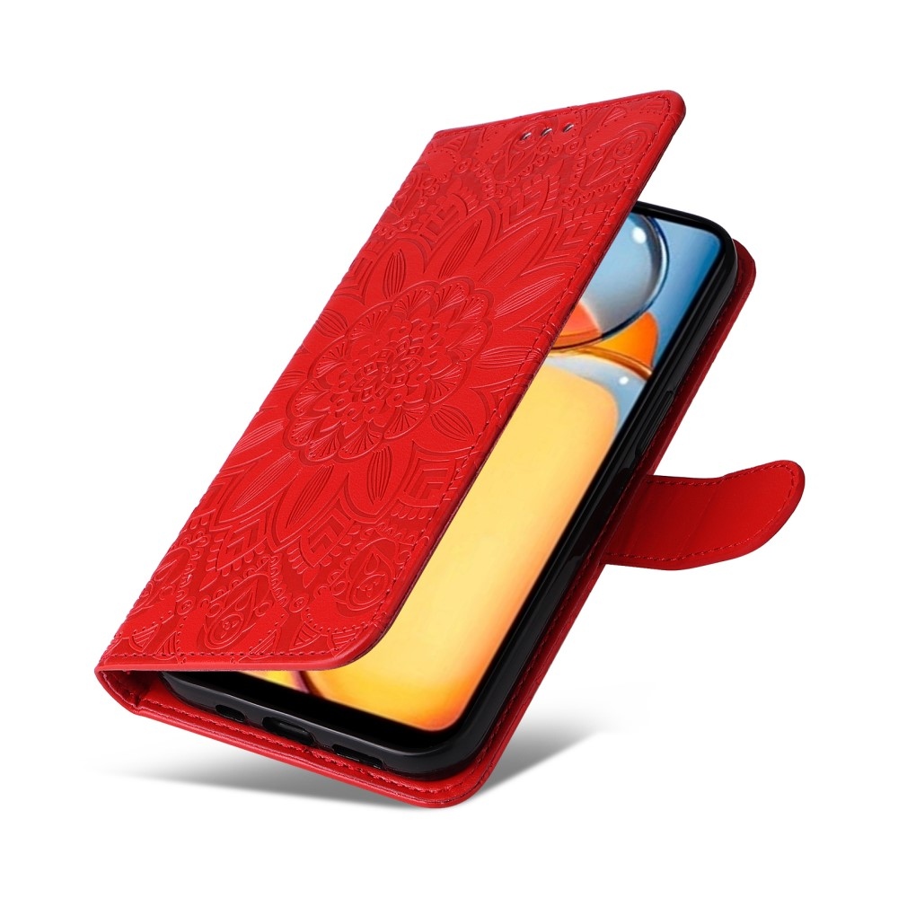 Napraforgó könyv tok Xiaomi Poco C65/Redmi 13C - piros