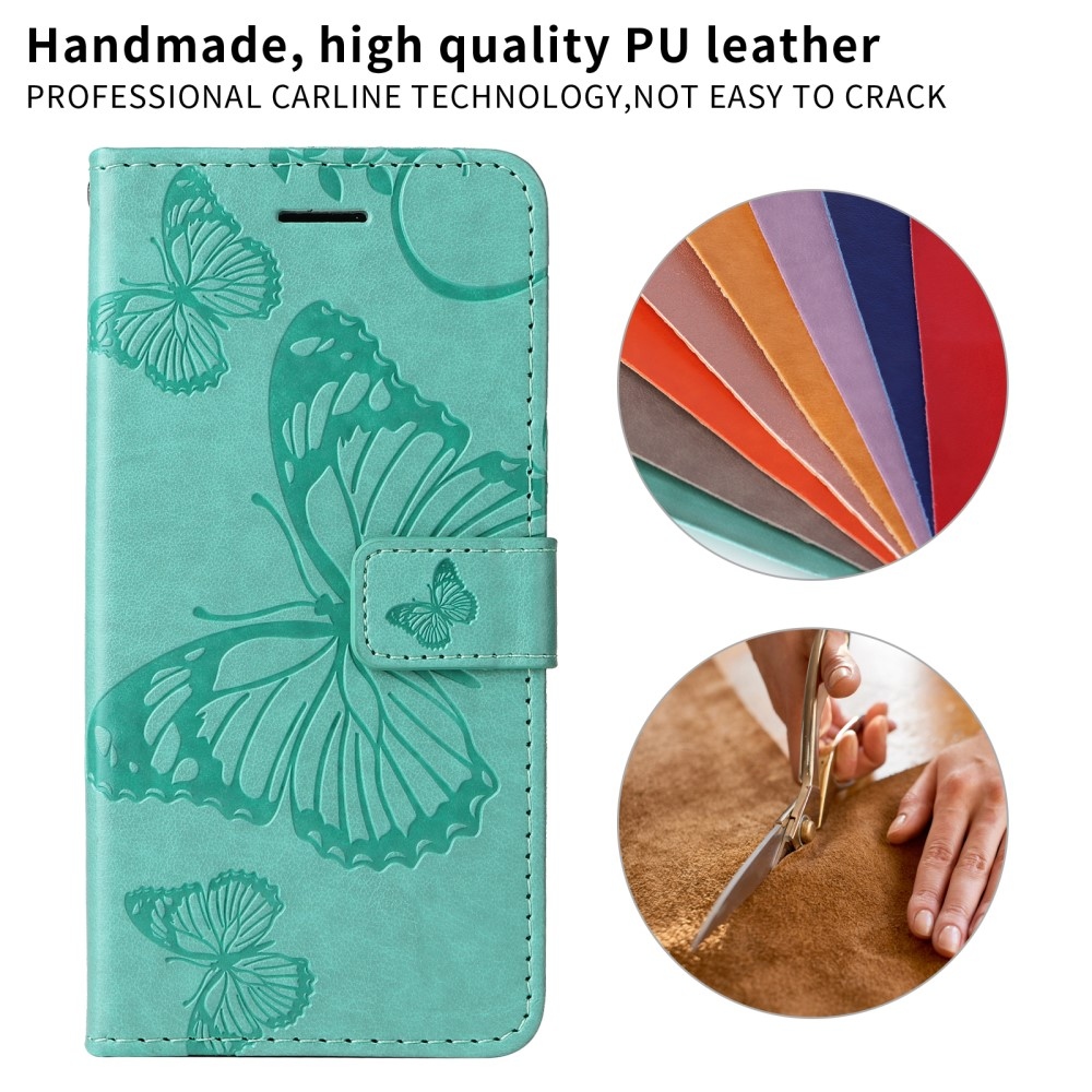 Nagy pillangó könyv tok Samsung Galaxy S25 Edge készülékhez - kékeszöld színű