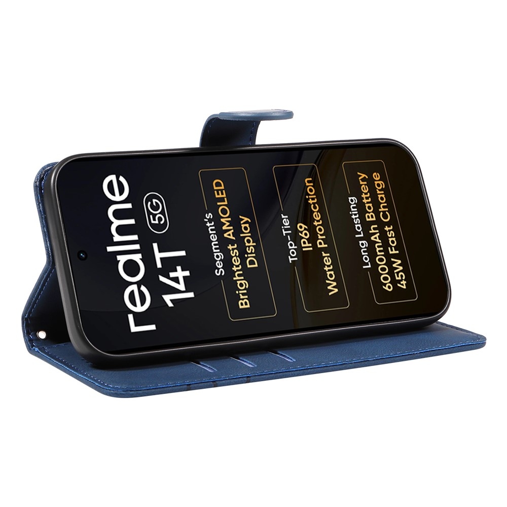 Ívelt könyvtáska a Realme 14 5G/14T 5G készülékhez - kék