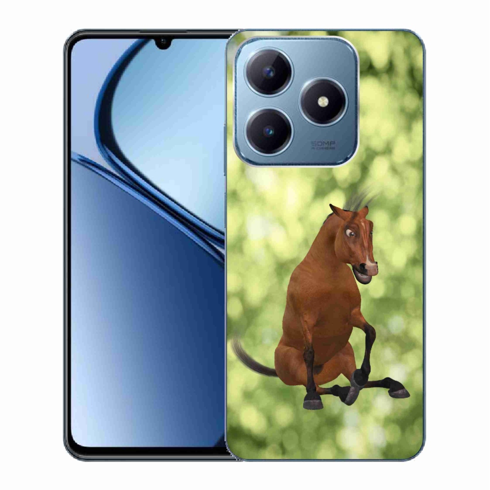Zselés tok mmCase a Realme C63 készülékhez - barna rajzfilm ló 1