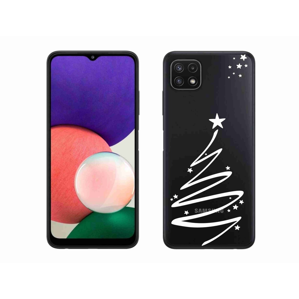 Gél borítás mmCase Samsung Galaxy A22 5G - fehér fa átlátszó háttérrel