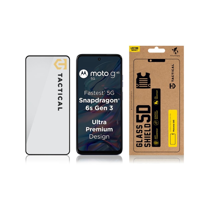 Tactical Glass Shield 5D üveg a Motorola G45 fekete készülékhez