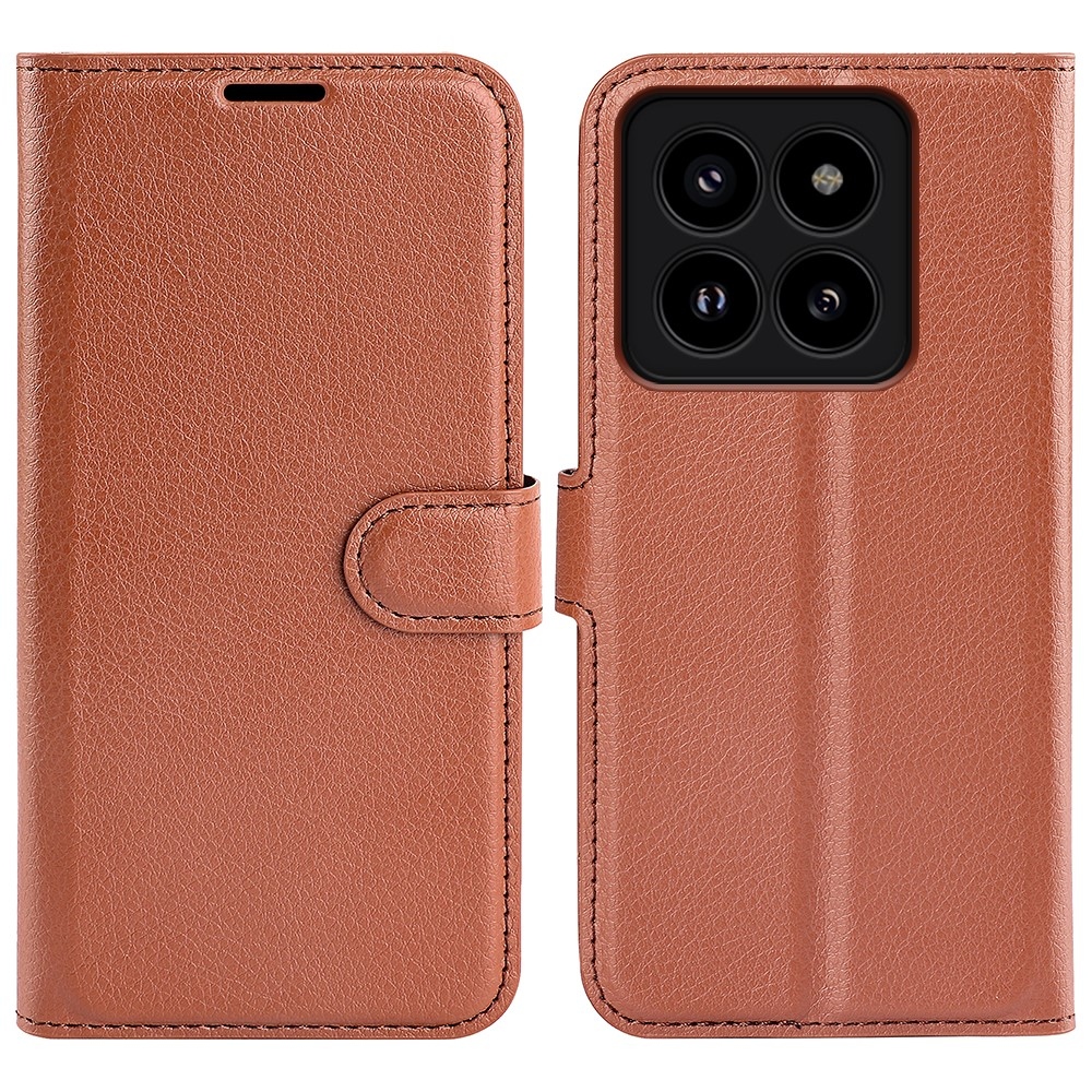 Litchi könyv tok a Xiaomi 14 Pro-hoz - barna