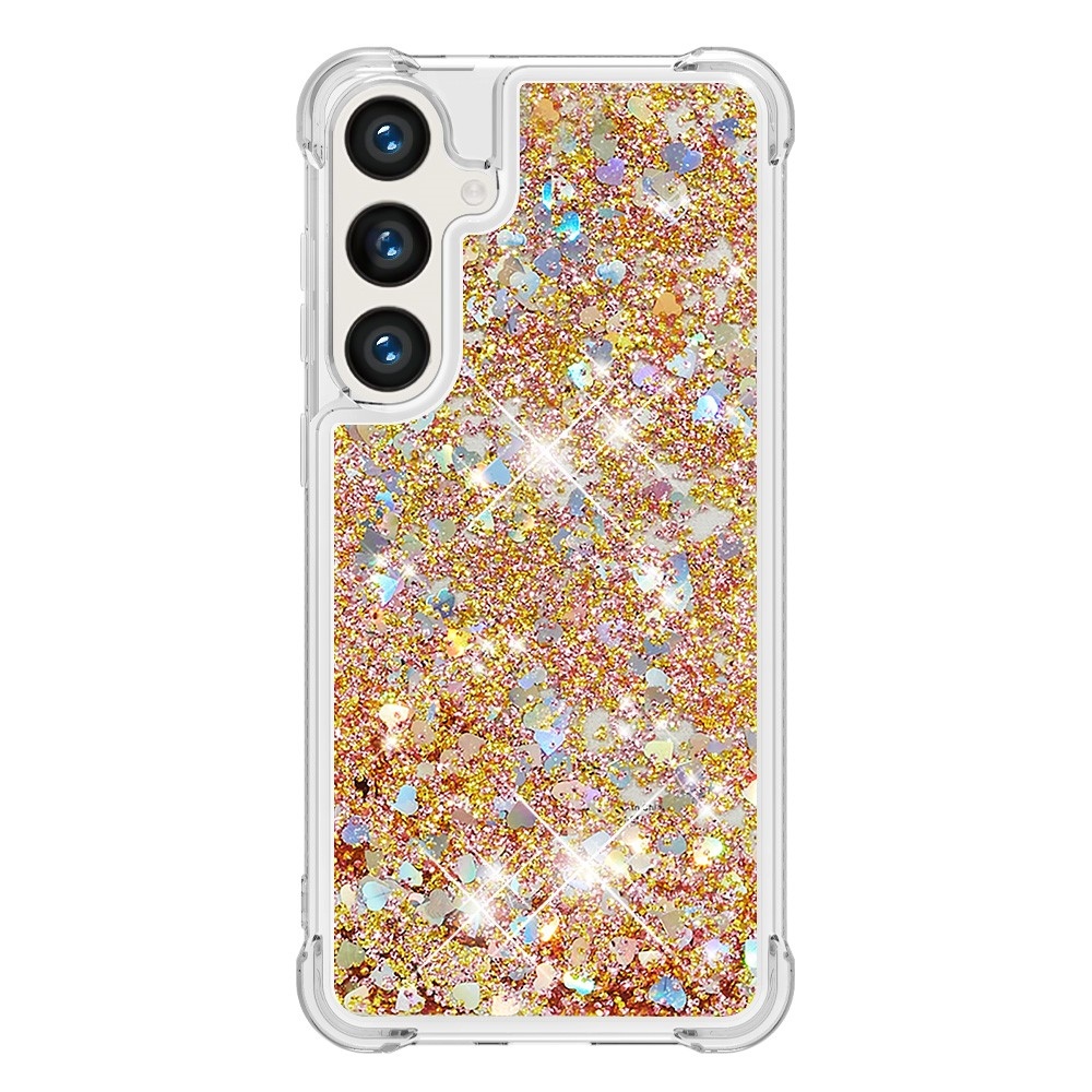 Glitter homokóra zselés tok Samsung Galaxy S24+ - arany/szív