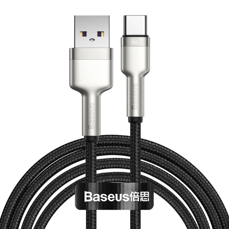 Baseus Cafule Metal sorozatú adatkábel USB-A - USB-C 66W 2m Fekete