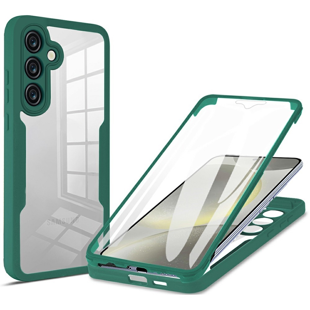 Akril zselés tok képernyővédővel keretben Samsung Galaxy S25 FE készülékhez - zöld