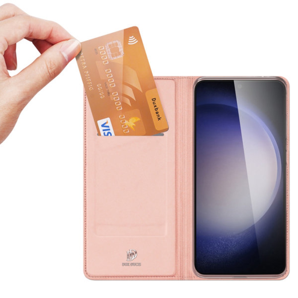 DUX könyvtáska Samsung Galaxy S23 FE készülékhez - rózsaarany