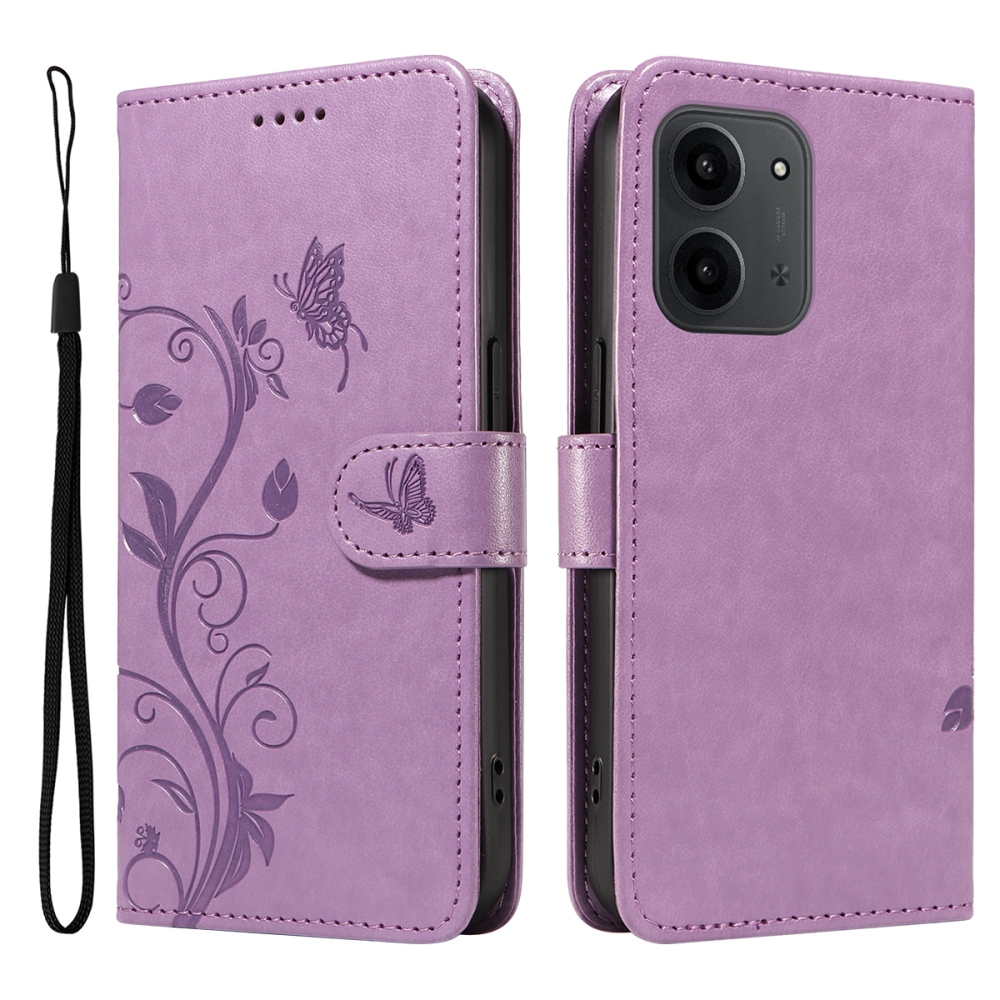 Virágok könyv tok Xiaomi Redmi 15C 4G/5G (173mm) - világos lila