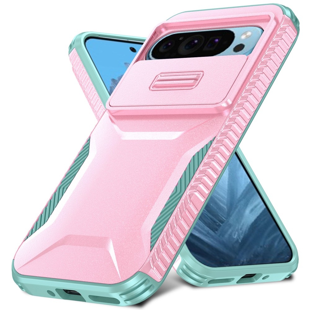 Fedél ellenálló borítás a Google Pixel 9/9 Pro készülékhez - rózsaszín/kék-zöld