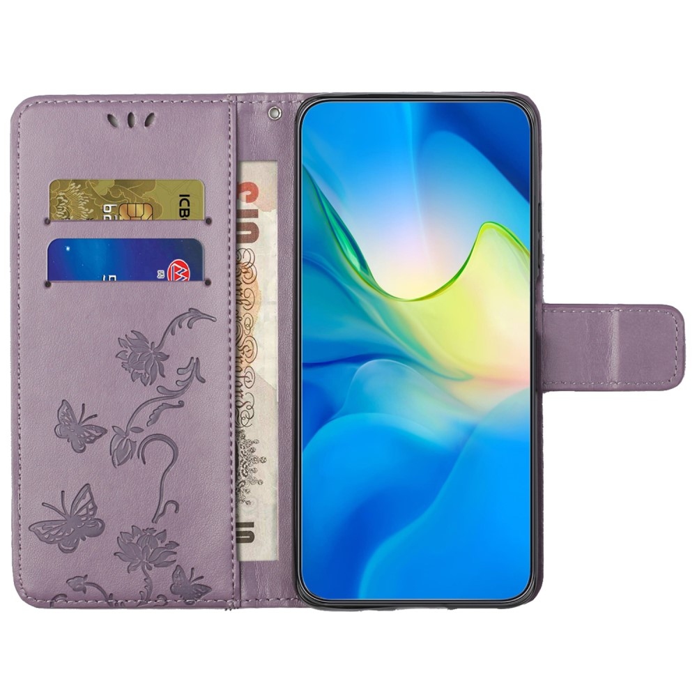 Virágos könyv tok Xiaomi Redmi 12 4G/5G-hez - világos lila