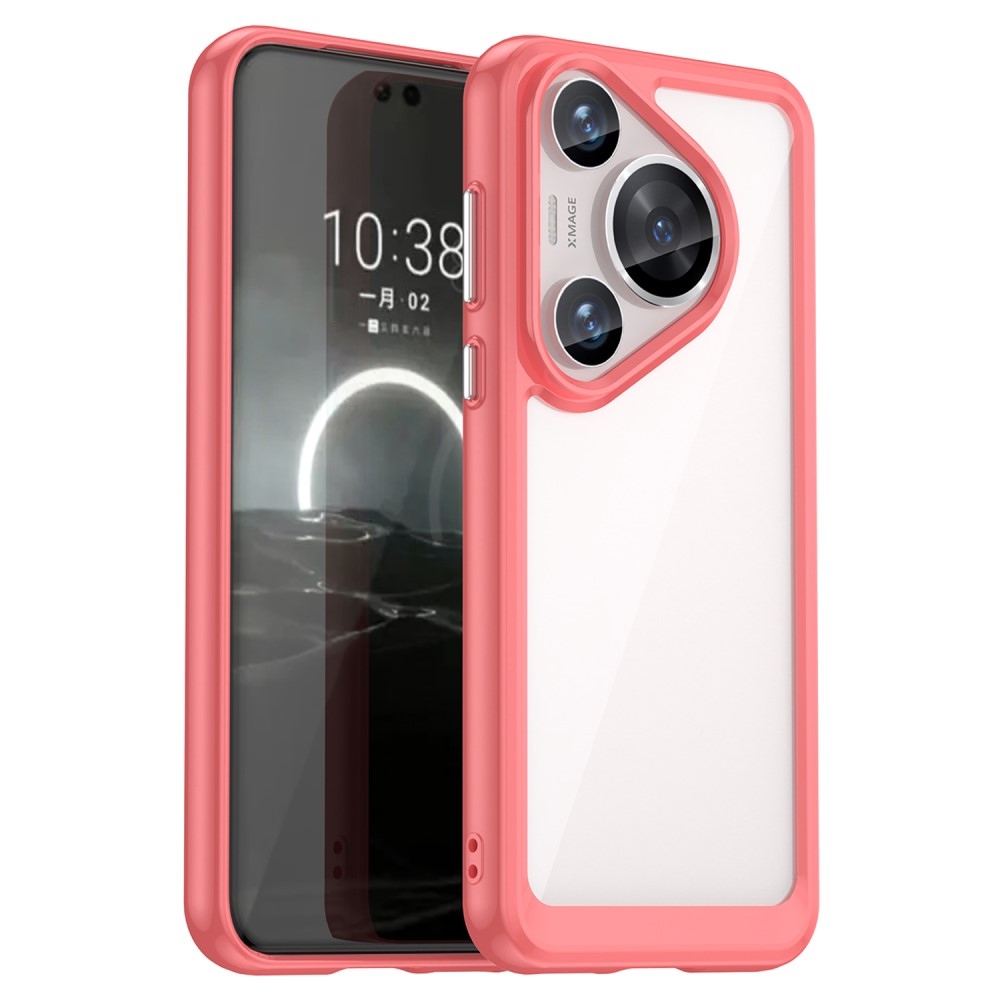 Gél tok kemény hátlappal a Huawei Pura 70 Pro-hoz - piros