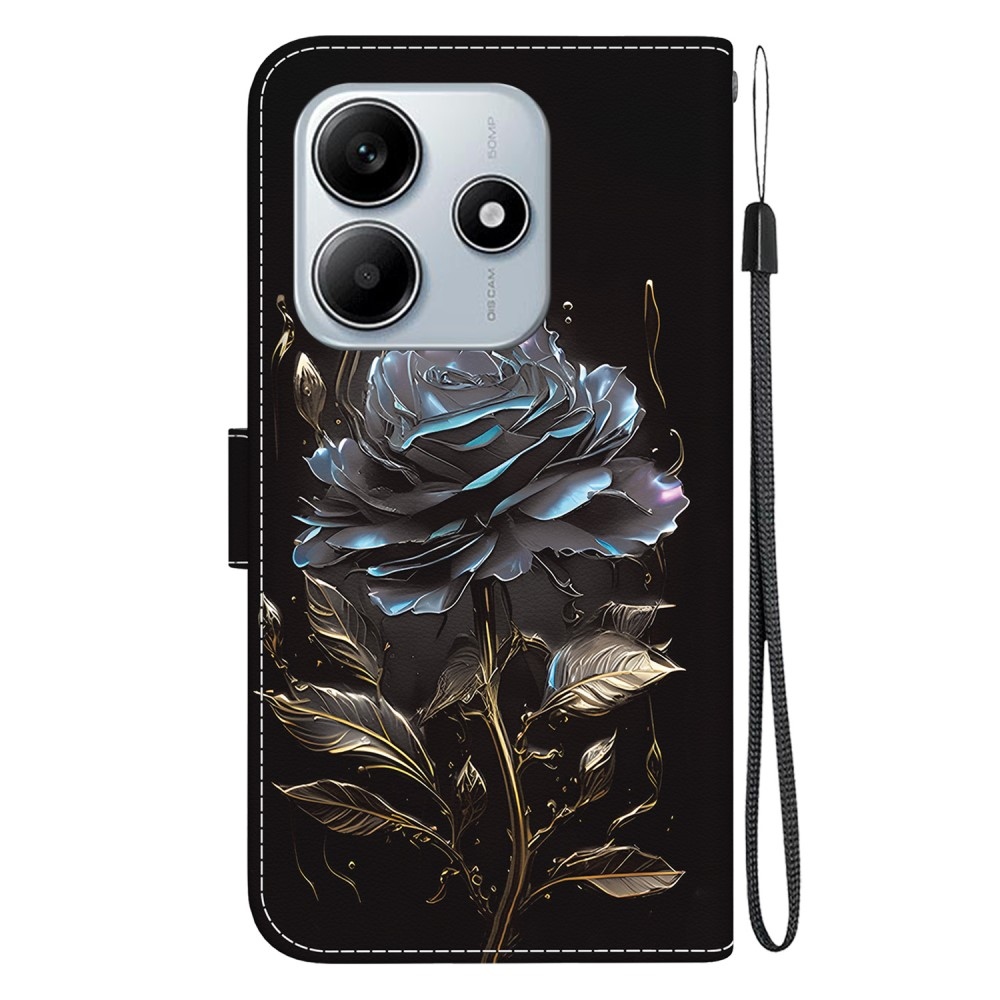 Printern könyv tok Xiaomi Redmi Note 14 5G - fekete rózsa
