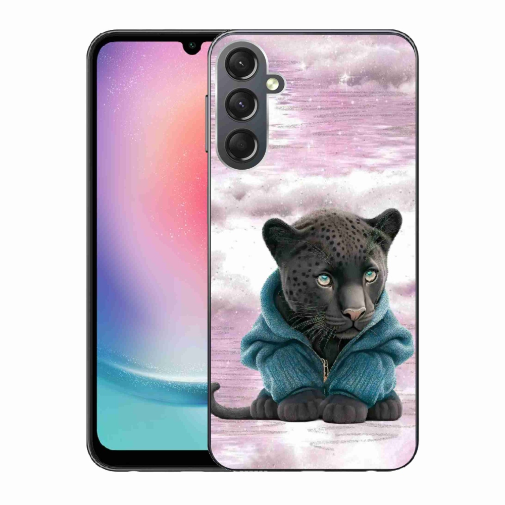 Zselés borítás mmCase Samsung Galaxy A24 készülékhez - fekete párduc pulóverben