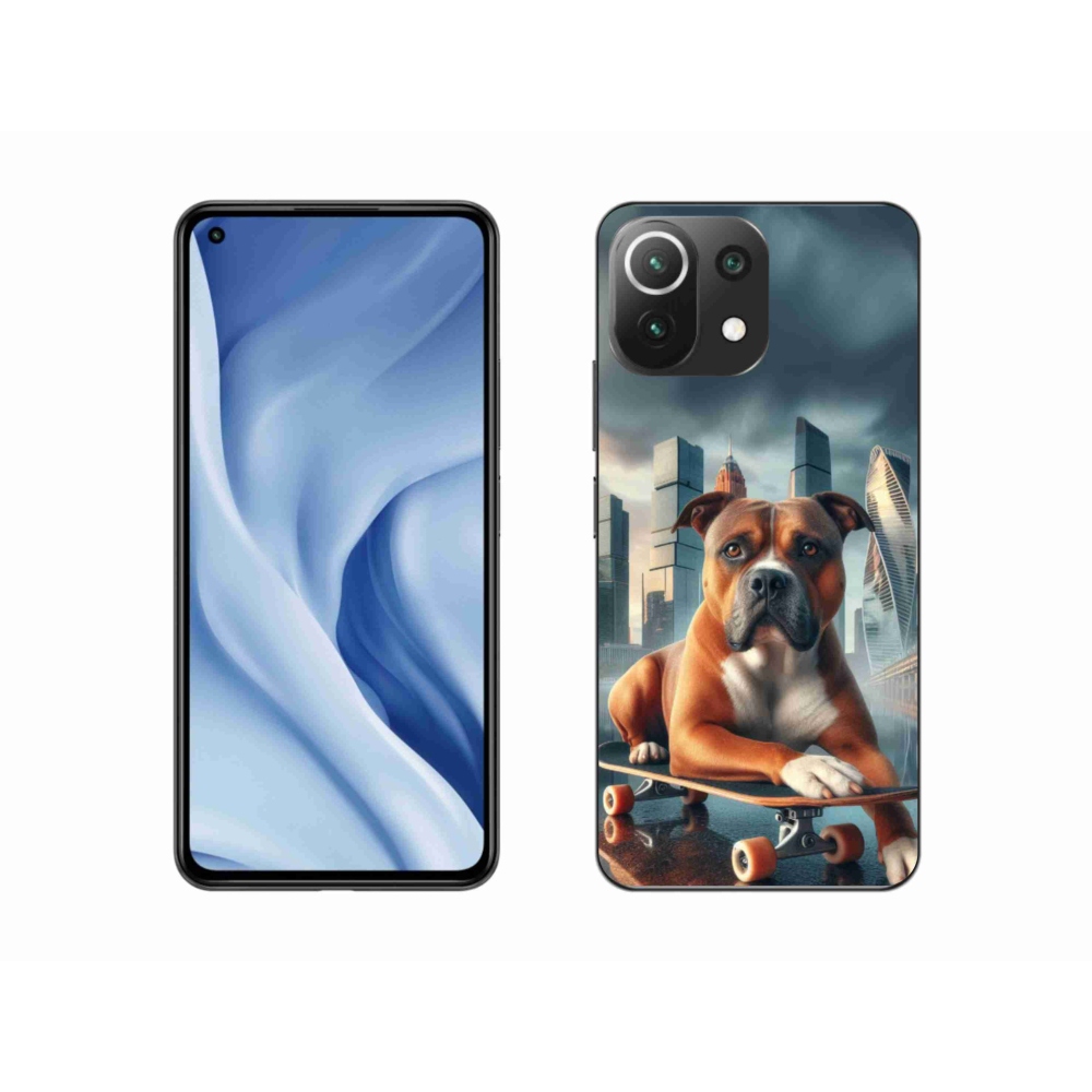 Gél borítás mmCase a Xiaomi Mi 11 Lite 4G/5G számára - kutya gördeszkán