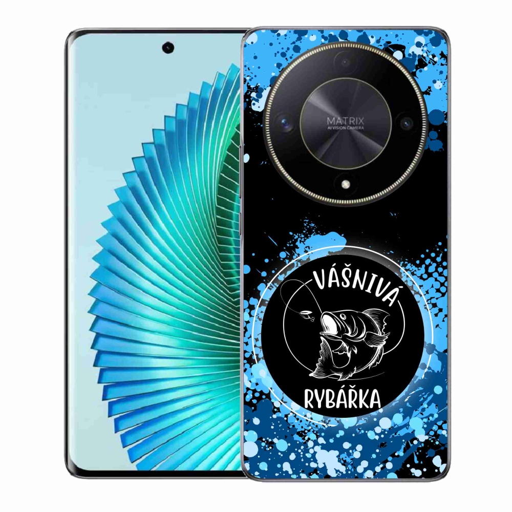 Gél borító mmCase a Honor Magic 6 Lite 5G számára - szenvedélyes halásznő fekete háttérrel