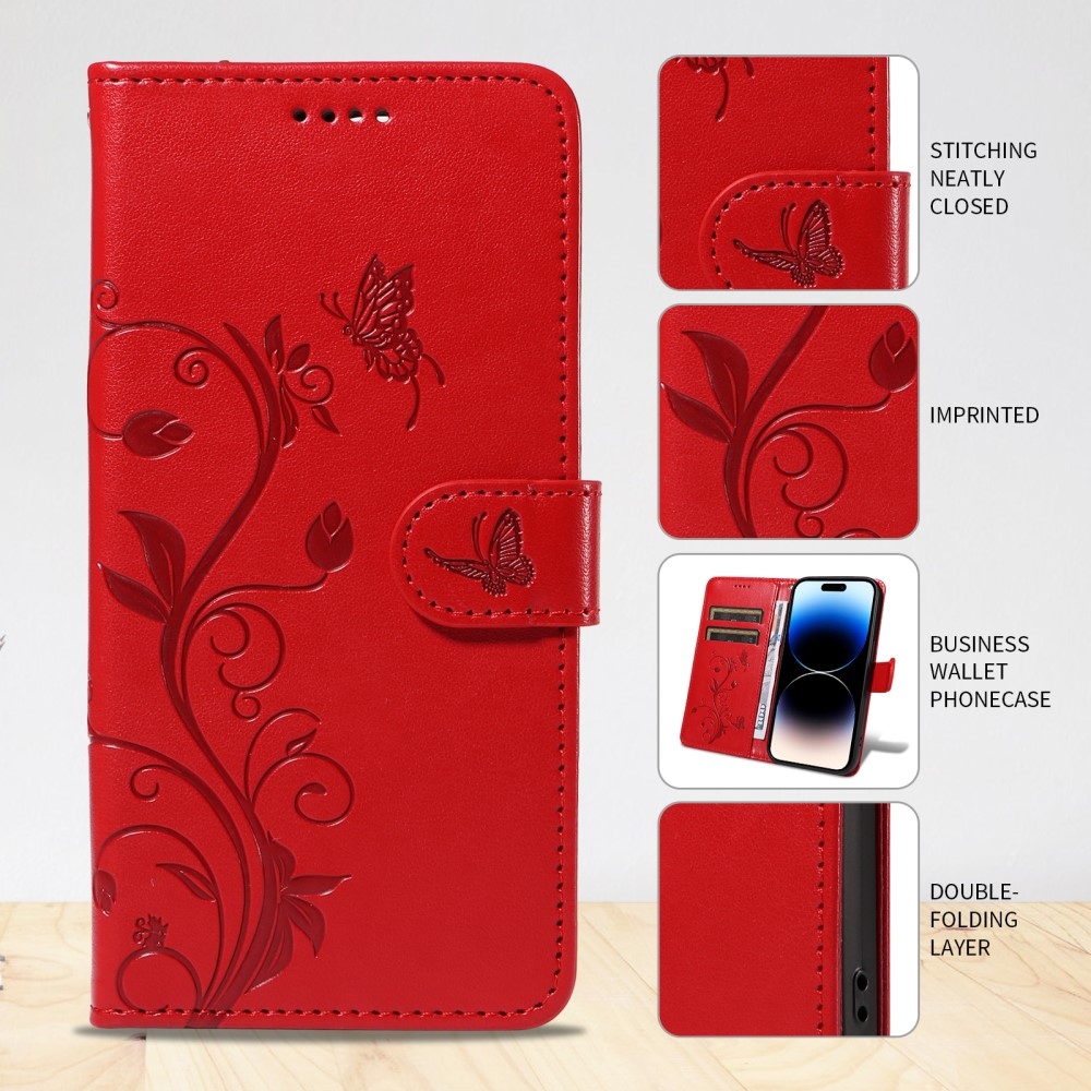 Virágos könyv tok Xiaomi Redmi A5 (173.45x79.35x8.45mm) - piros