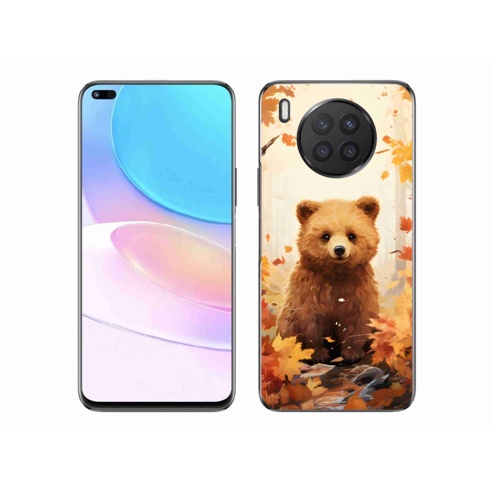 Gél borítás mmCase a Huawei Nova 8i számára - medve az erdőben