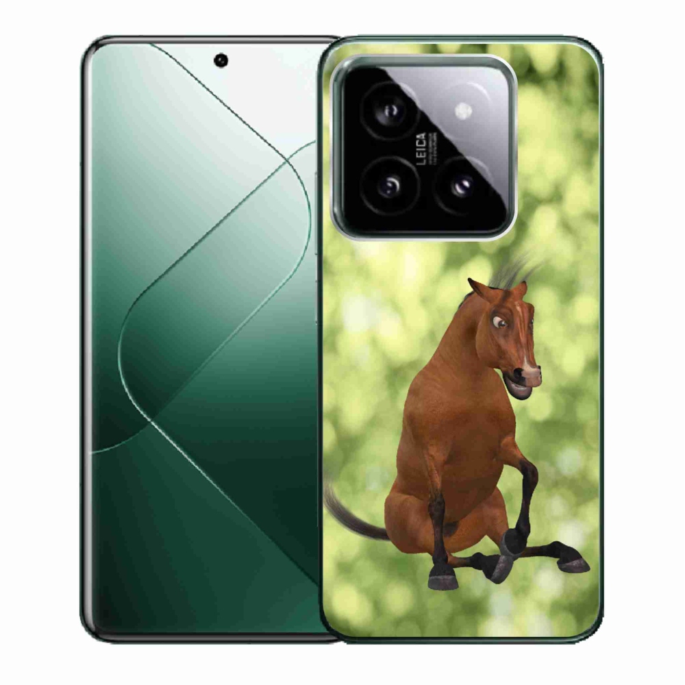 Gél borító mmCase a Xiaomi 14 - barna rajzfilm ló 1