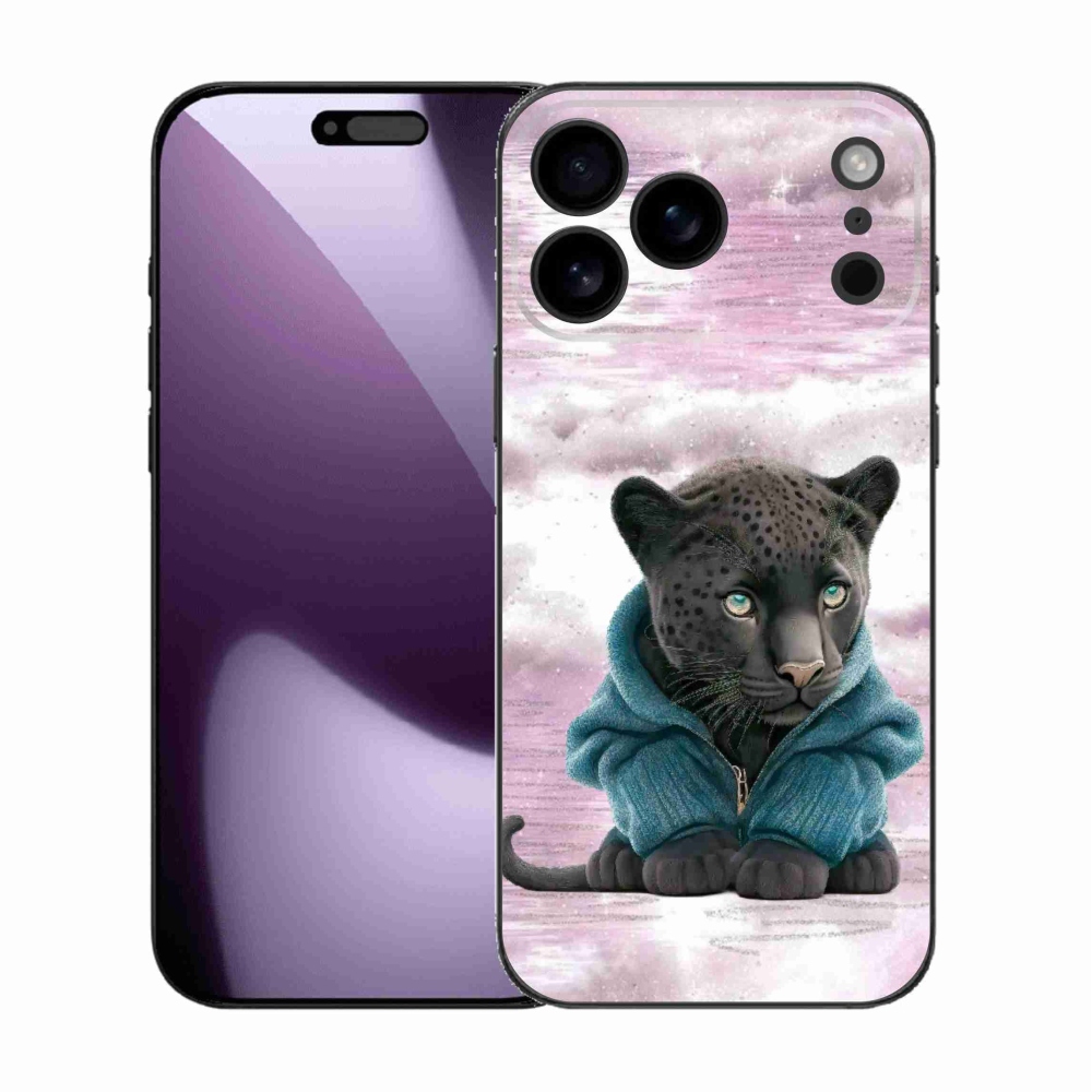 Zselés borítás mmCase iPhone 17 Pro Max készülékhez - fekete párduc pulóverben