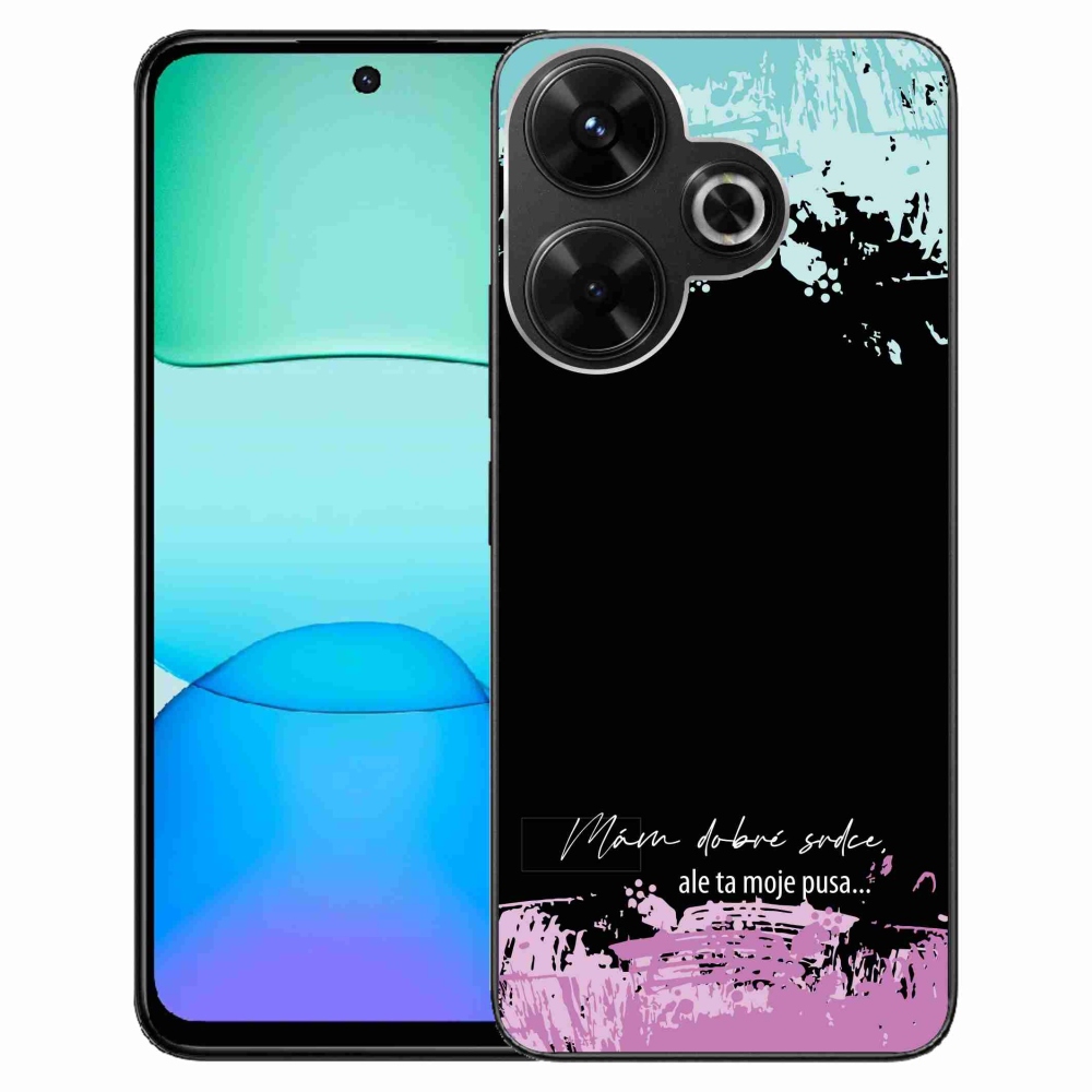 Gél borító mmCase a Xiaomi Redmi 13 4G/Poco M6 4G - vicces szöveg 3 fekete háttérrel
