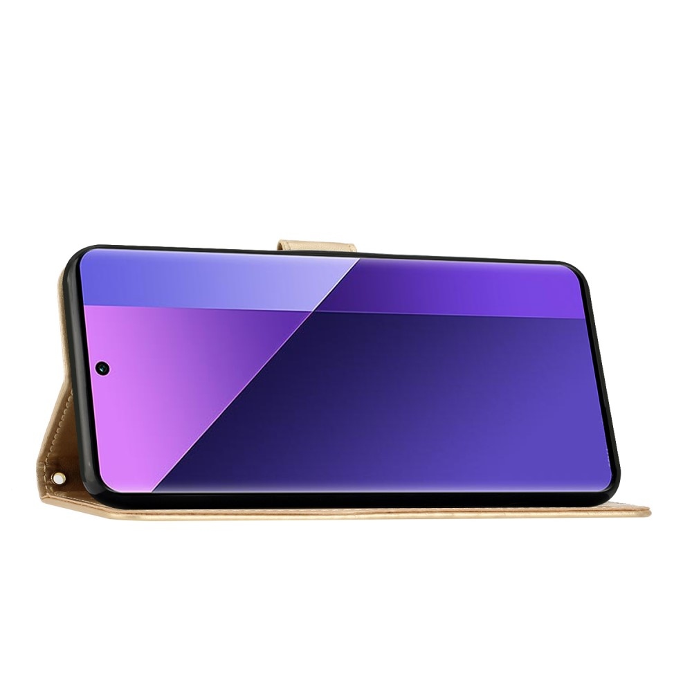 Virágok könyv tok Xiaomi Redmi Note 14 5G-hez - arany színű