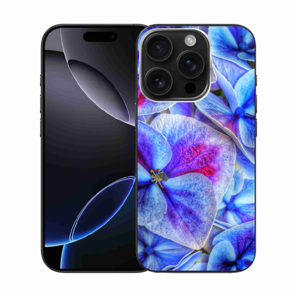 Zselés borítás mmCase iPhone 16 Pro készülékhez - kék virágok 1