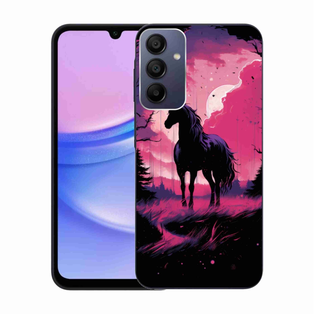 Zselés borítás mmCase Samsung Galaxy A15 4G/5G - fekete rajzfilm ló 1