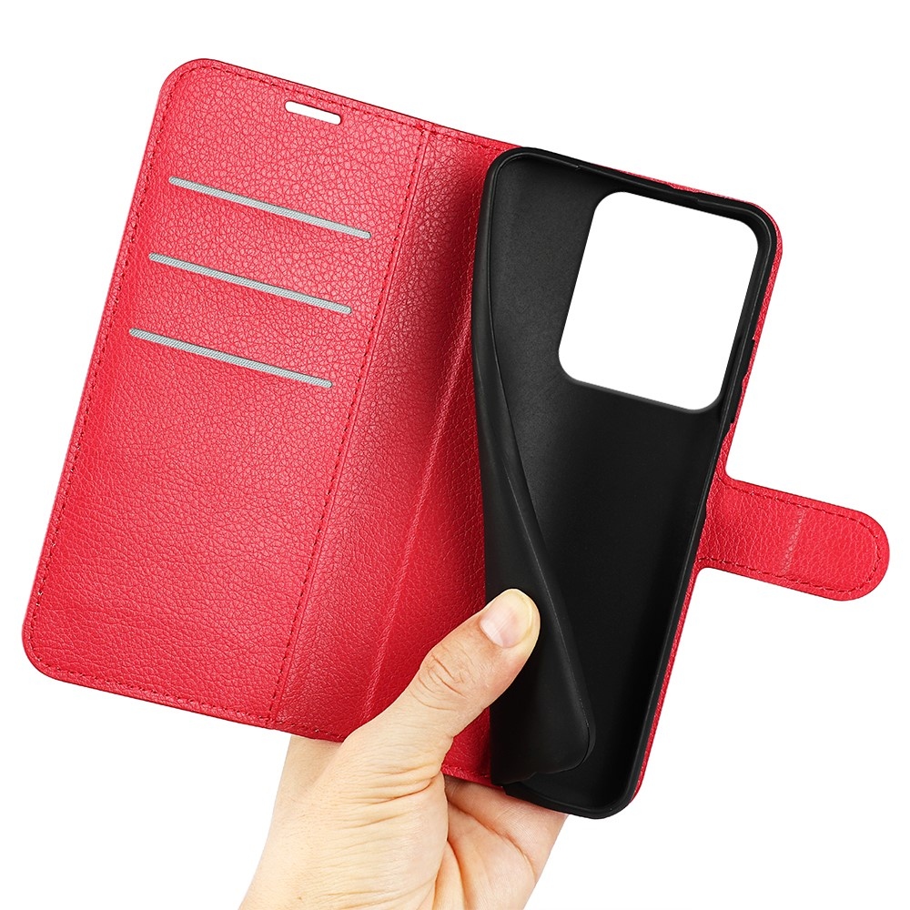 Litchi könyv tok Xiaomi Redmi Note 14S-hez - piros