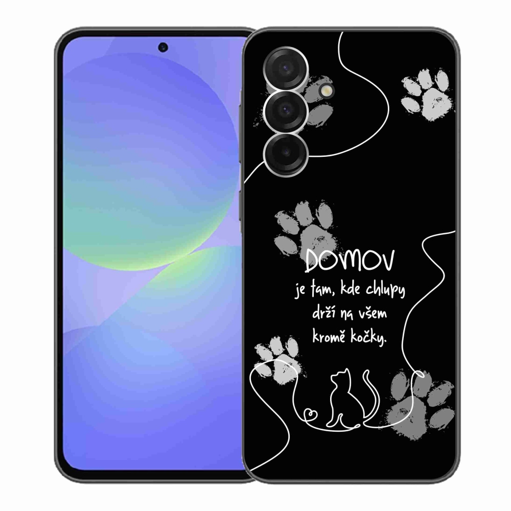Gél borítás mmCase Samsung Galaxy A36 5G - macska motívum fekete háttérrel