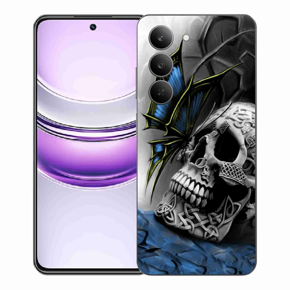 Gél borító mmCase a Realme 14x 5G készülékhez - pillangó és koponya