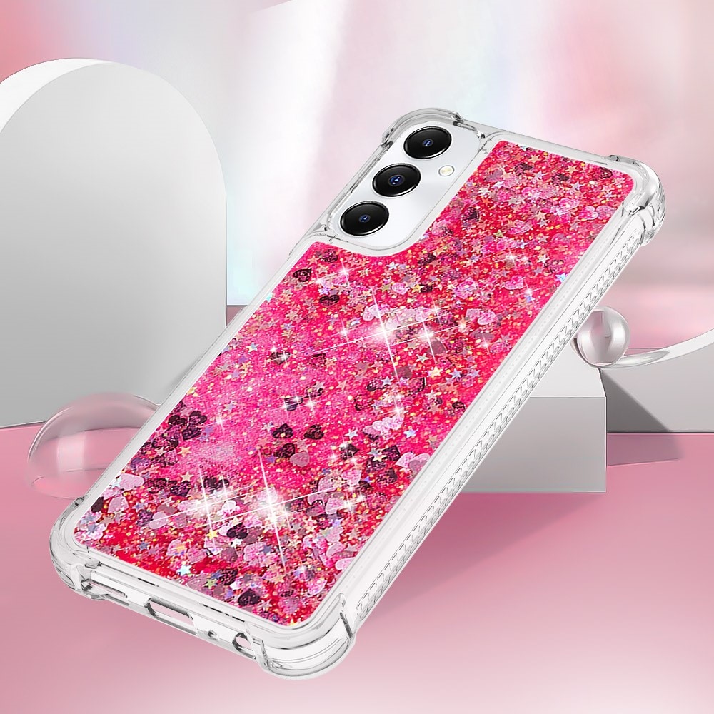 Glitter zselés homokóra tok Samsung Galaxy A05s készülékhez - rózsaszín/szívek
