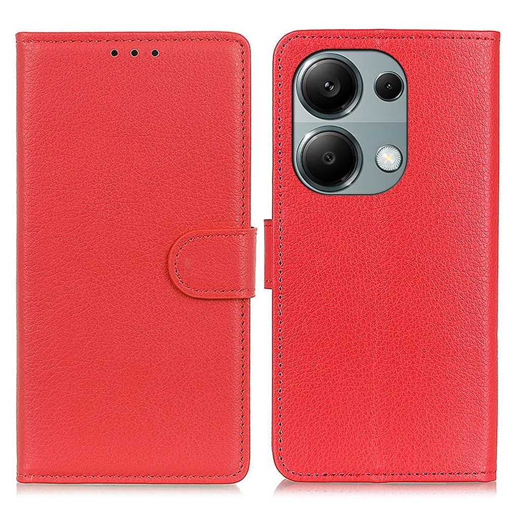 Litchie könyv tok Xiaomi Redmi Note 13 Pro 4G/Poco M6 Pro - piros