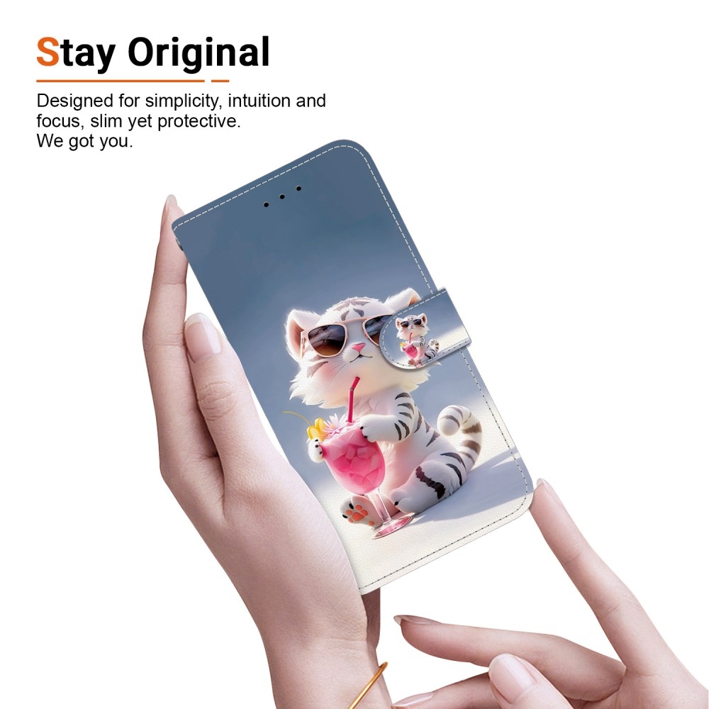 Sokoldalú könyvtáska Samsung Galaxy A36 5G/A56 5G - fehér tigris