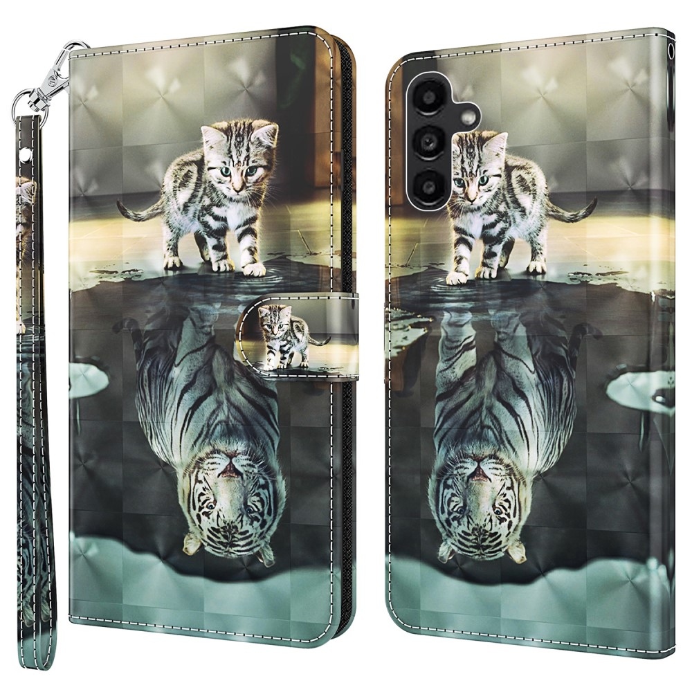 Nyomtatott könyv tok Samsung Galaxy A35 5G - macska és tigris tükörkép