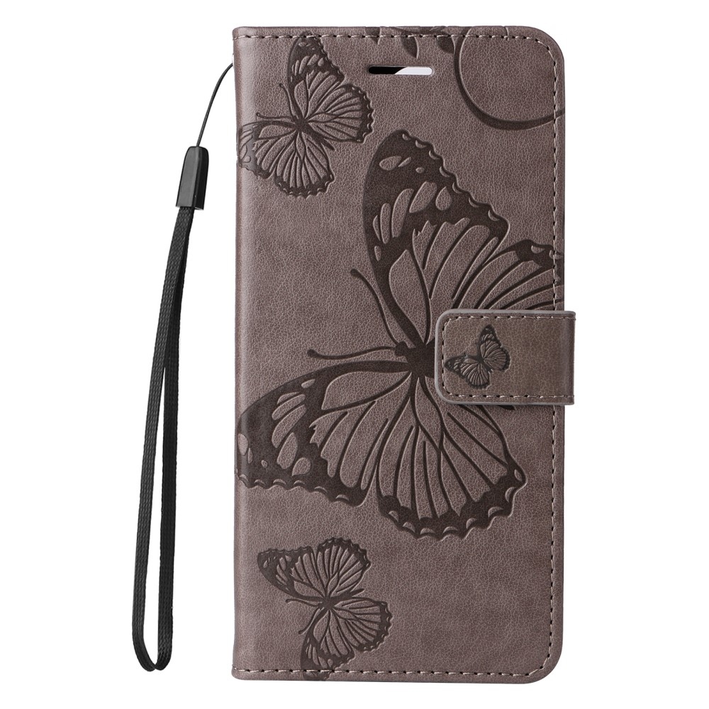 Nagy pillangó könyv tok a Xiaomi Redmi Note 14 Pro 5G/Poco X7 5G/Note 14 Pro+ 5G számára - szürke