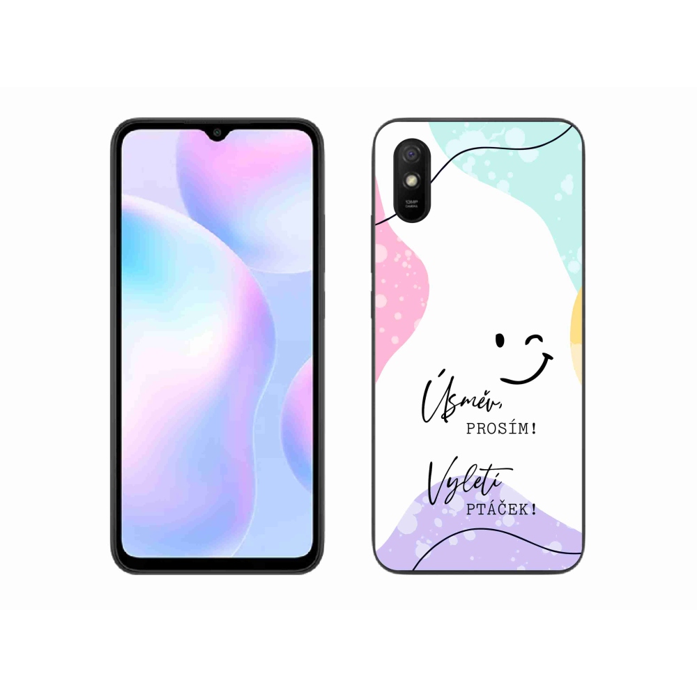 Gél borító mmCase a Xiaomi Redmi 9A számára - vicces szöveg 4 fehér háttérrel
