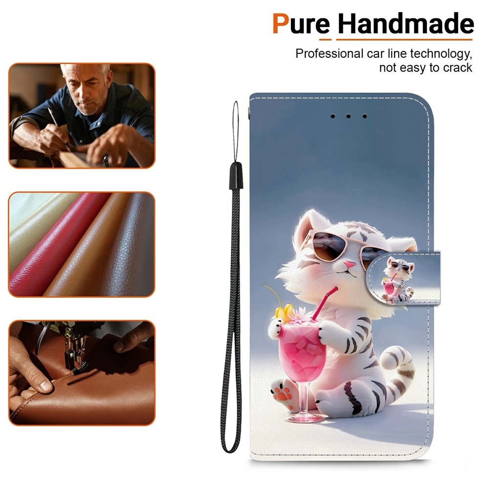 Sokoldalú könyvtáska Xiaomi Redmi 15 4G (171mm) - fehér tigris