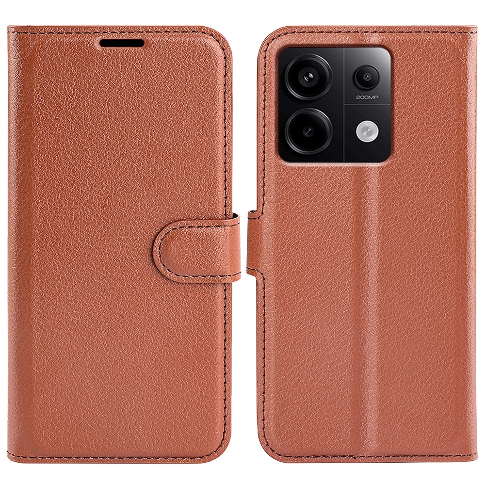 Litchi könyv tok Xiaomi Redmi Note 13 Pro 5G/Poco X6 5G - barna színben